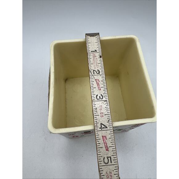 Vtg Retro 1970s Plastic Valentine Planter Cup 4" Square Red Green Hearts LOVE - Picture 8 of 8